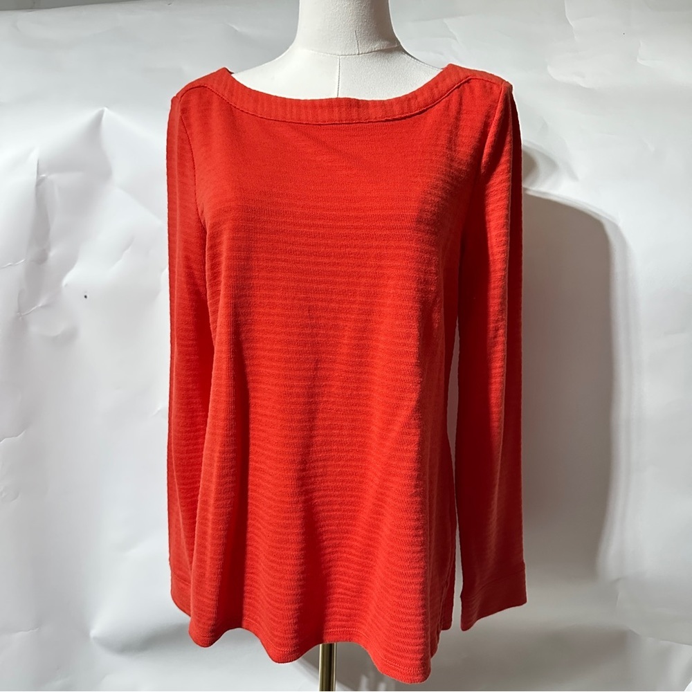 👉 Talbots Women’s Medium Red Textured Knit Long Sleeve Top  Lightweight Pullover